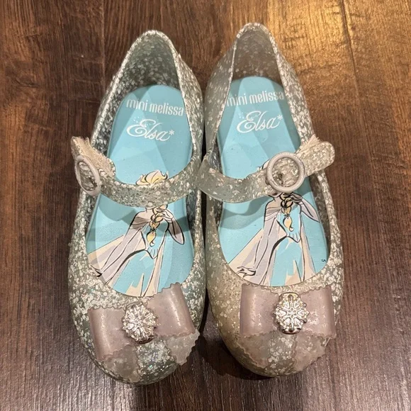 Mini Melissa Elsa Glitter Mary Jane Shoes - Silver