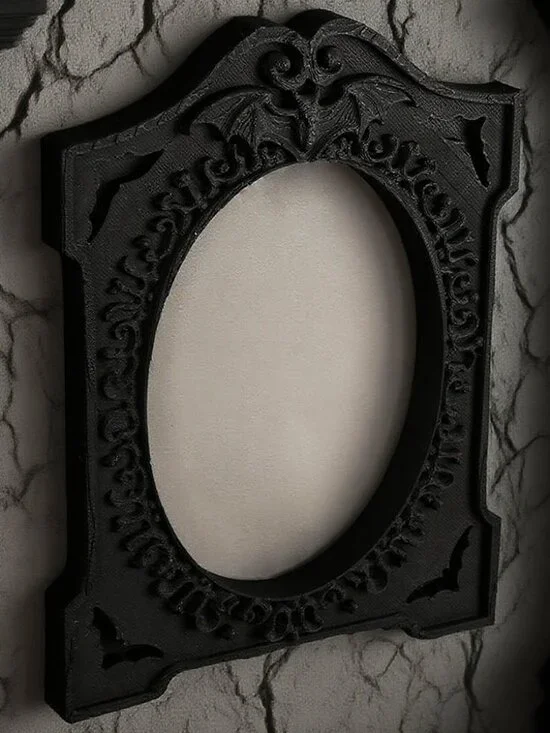 Matte Black Baroque Bat Oval Gothic Wall Frame Witch Altar Display Frame