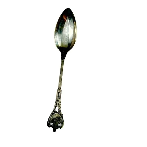 Whiting Daisy Sterling Silver Grapefruit Fruit‎ Spoon Antique 1880s Floral Art