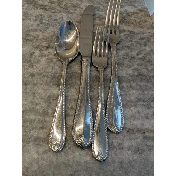 4 Lenox TUDOR BEAD Stainless 18/10‎ Glossy Rope Edge Flatware