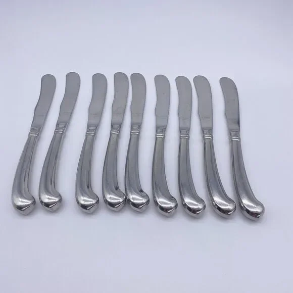 Gorham Colonial Tip Set of 9 Dinner Knives 18/8 Stainless Steel Korea Glossy 9”