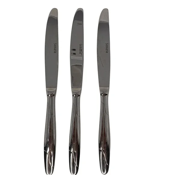 Lot of 3 Oneida Samaria Dinner Knives Stainless Flatware Replacement Glossy