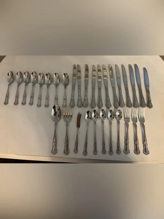 Gorham Blossom 18/10 Stainless Mixed Flatware set of 31 Knives Forks Spoons