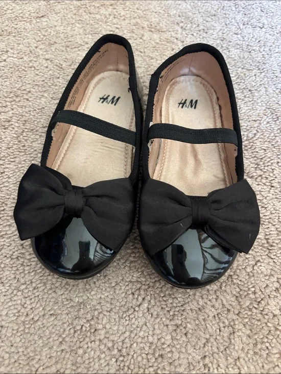 H&M Girls' Black Bow-Topped Ballet Flats