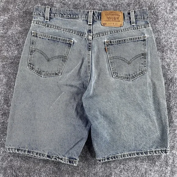 Vintage 90s Levi's 550 Size 34 Relaxed Fit Denim Blue Jeans Orange Tab Shorts