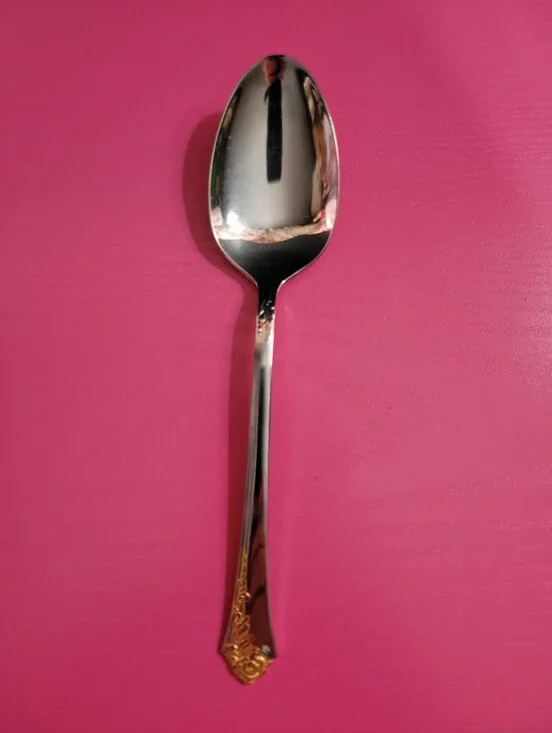 Oneida Golden Damask Rose Soup Spoon Stainless Gold Accent (1393)