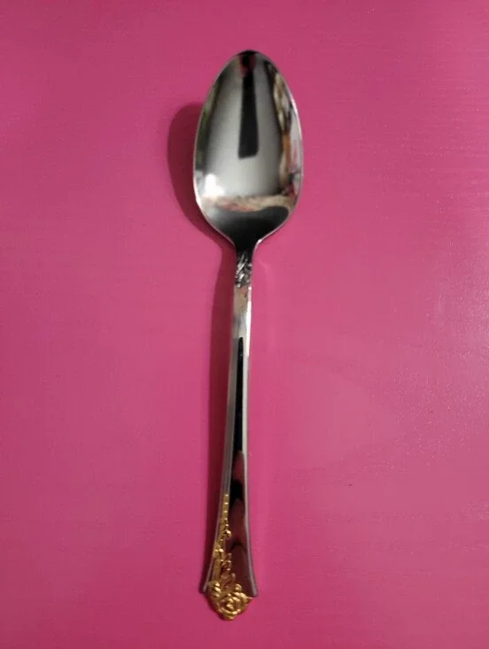 Oneida Golden Damask Rose Teaspoon Stainless Gold Accent (1392)