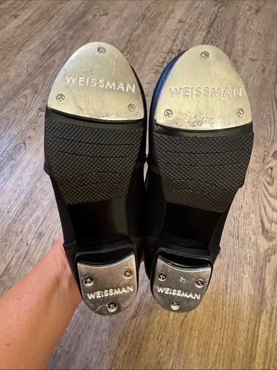 Weissman Black Kids Tap Shoes with Silver Plates