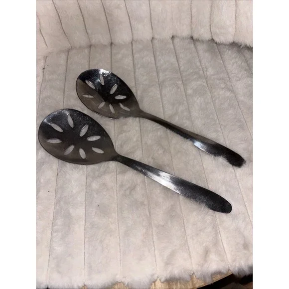Vintage Imperial Slotted Serving Spoons Stainless Steel Lot Of 2