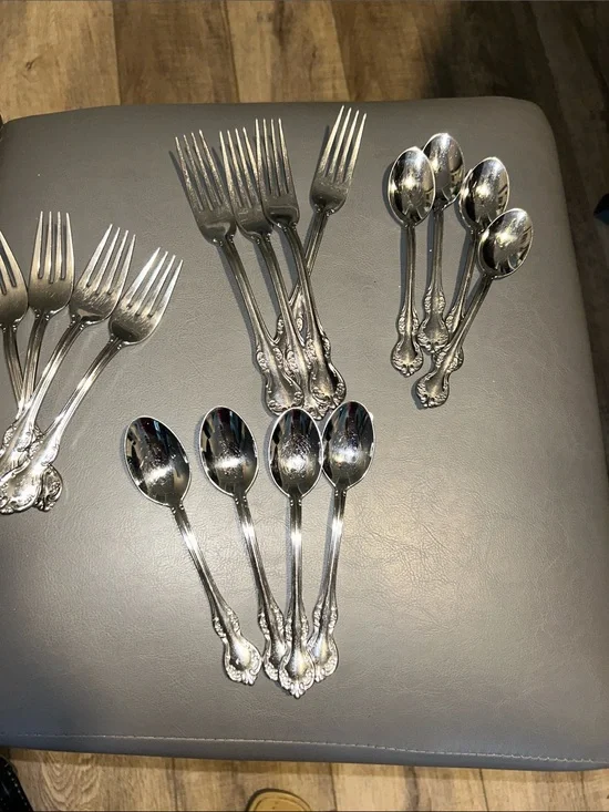 Towle, Silver-Plated Ornate Flatware Set - Silver Serving Spoons and Forks.