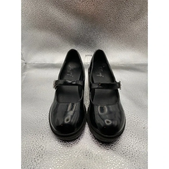 Jellypop Kids Black Patent Mary Jane Chunky Platform Rhinestone Buckle‎ Shoes