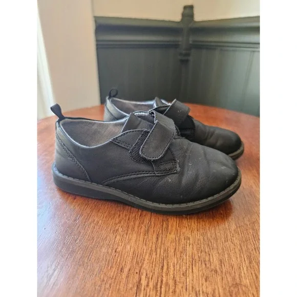 Wonder Nation Boys Black Faux Leather‎ Hook and Loop Dress formal Shoes Size 10