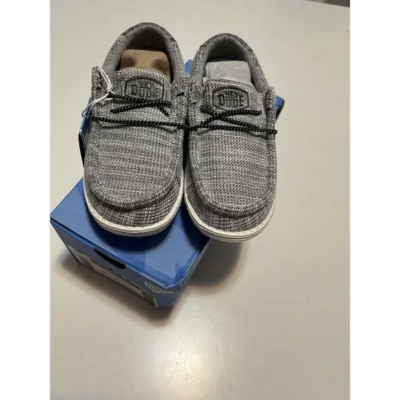 Hey Dude Kids Gray Knit Fabric Slip-On Casual Shoes K13 EU32 UK K12