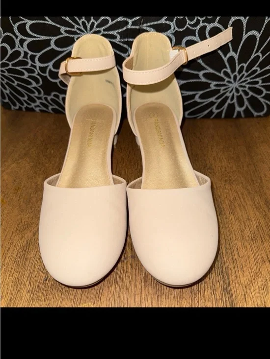 Girls Ankle-Strap Mules in Blush Pink