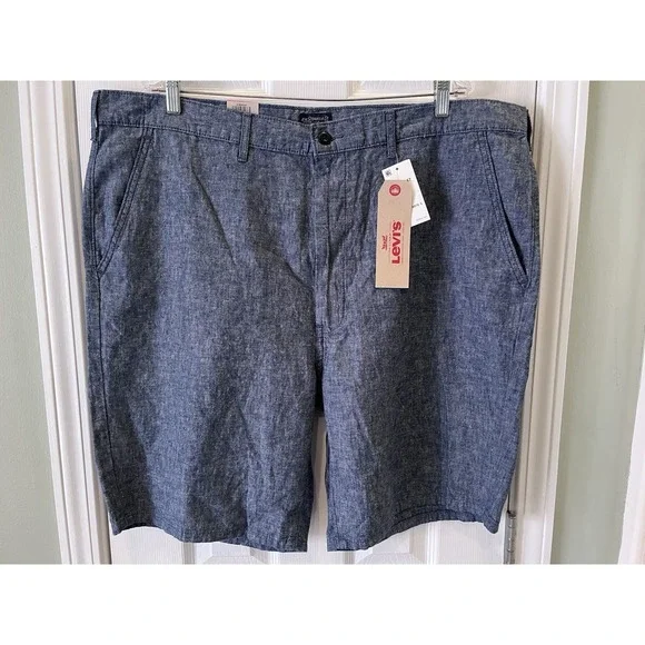 NWT Levis Shorts Mens 42 Blue Straight Fit Chino‎ Flat Front 10