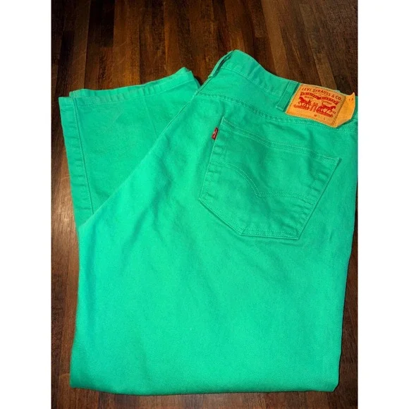 Levis 501 Original Fit Mens Kelly Green Straight Leg Button Fly Jeans W42 L32