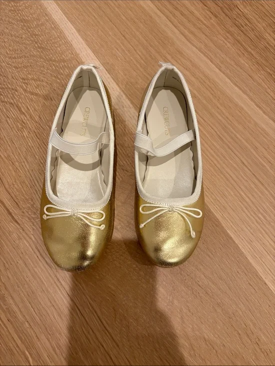 Crewcuts Metallic Gold Ballet Flats with White Trim