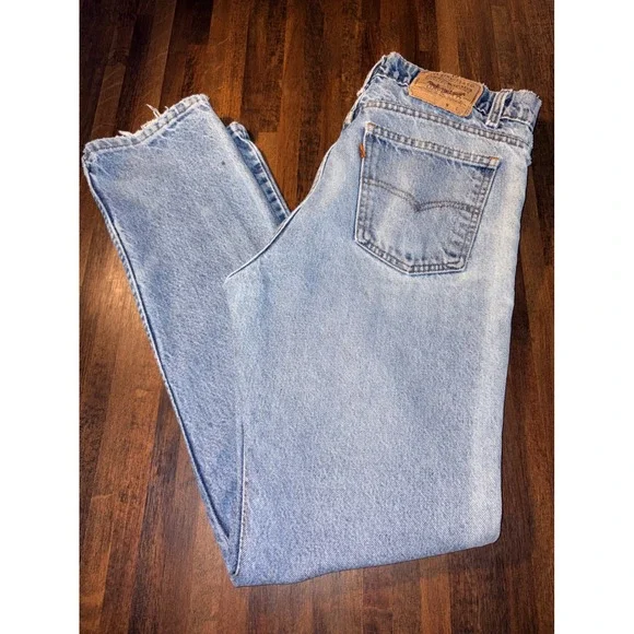 Vintage Levis 505 Orange Tab Light Wash Straight Leg Jeans W31 L32 NO BUTTON