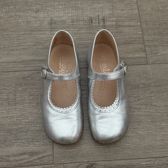 Girls' Silver Mary Jane Dress Shoes with Buckle Strap