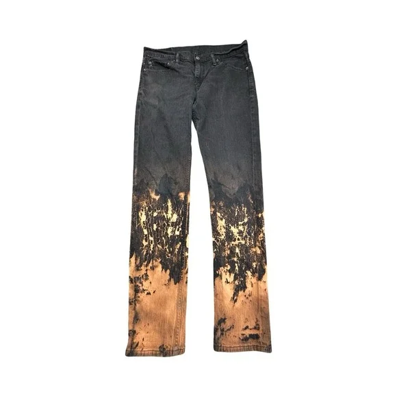 Levi's Jeans Mens W32 L32 Black 511 Slim Fit Bleach Dip Dye Custom Punk Grunge