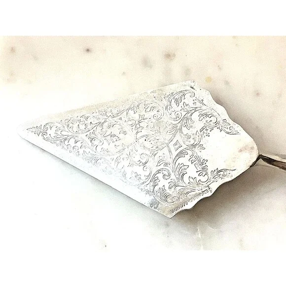 Wedding Cake Server Sterling Silver Handle Cake Pie Italy Floral Etched Italy