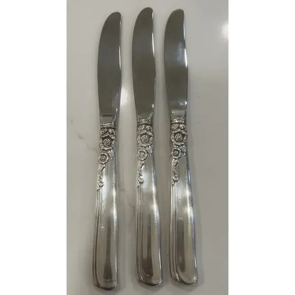 Vtg‎ Oneida Prestige Gay Adventure 1955 Silver Plated MCM Set Of 3 Dinner Knives
