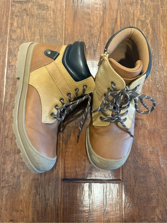 Sonoma Kids Two-Tone Tan Brown Lace-Up Dress Boots