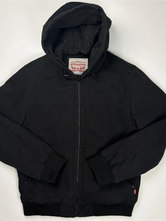 Levi's Black Sherpa-Lined Hooded Jacket Heave canvas