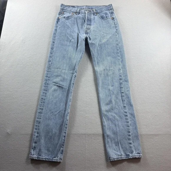 Levis 501 Jeans Mens 29x32 (Fit 29x30) Light Wash Straight Denim Button Fly