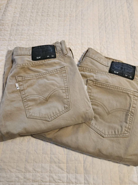 2 LOT pair Levi's 514 Straight Fit Men’s Jeans - Light Khaki SIZE 32