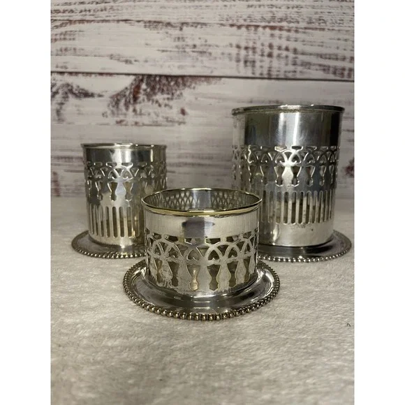 Federal Silver Wine & Condiment‎ Containers Vintage 1930s FS Filigree Gothic