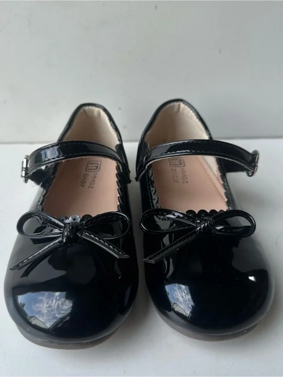 MMGZ Baby Girls Black Patent Leather Mary Jane Dress Shoes Bow Size US 11.5 EU28