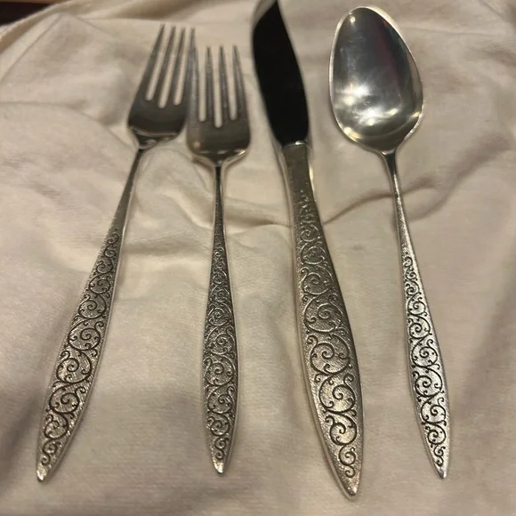 Elegant Spanish Lace Sterling Silverware Set with Intricate Design by Wallace