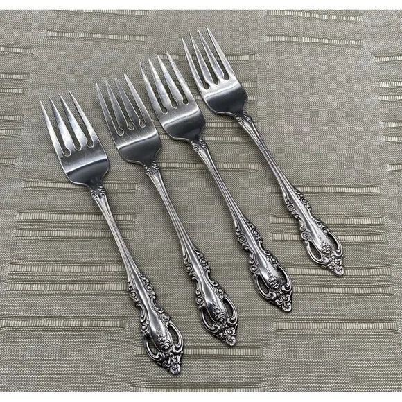 Oneida Community BRAHMS Salad Forks 4pcs Stainless Flatware 6.75