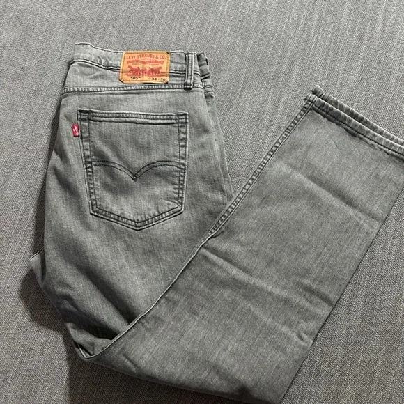 Levi's 505 Regular Fit Jeans Mens 34x30 Grey Straight Leg Stretch Denim Pants