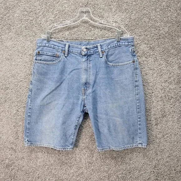 Levis 505 Regular Fit Mens Denim Shorts Light Wash Blue W36 7047