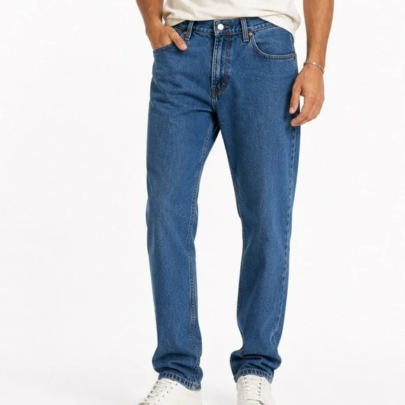 Levis 505 Regular Fit Straight Leg Jeans Mens 36x32 Medium Wash Blue Denim