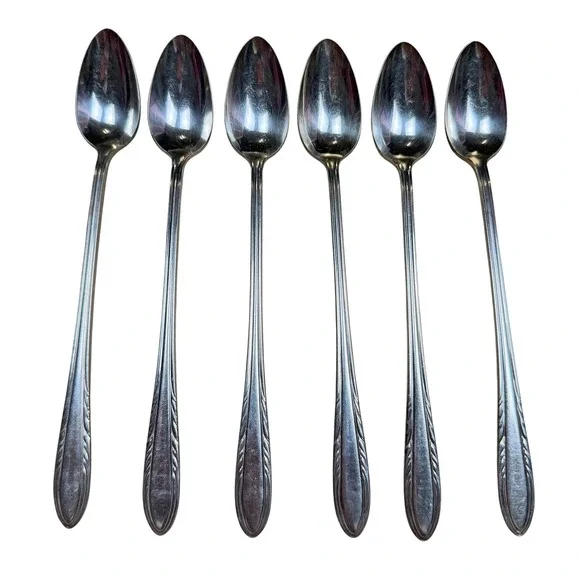 Viceroy Plate USA Silverplate Iced Tea Spoons Set of 6 Long Handle Vintage MCM