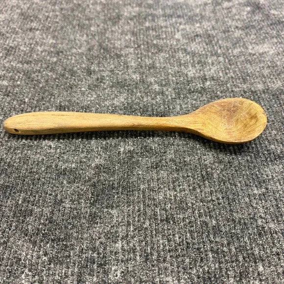 Hand Carved Wooden Spoon Rustic Primitive Small 7.5 Inch Natural Wood Grain
