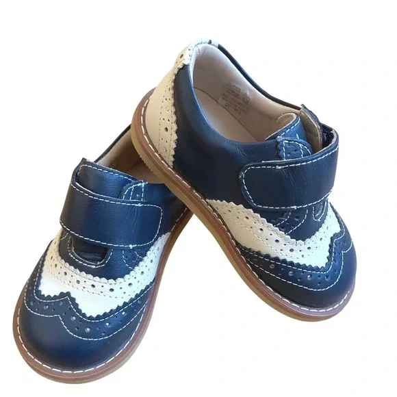 Elephantito Toddler‎ Navy White Leather Wingtip Oxford Spectator Shoes Size 6
