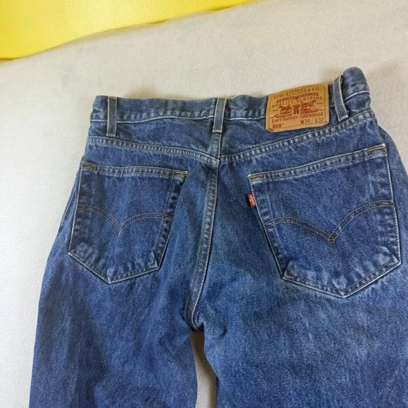 Levis 505 Regular Fit Straight Leg Jeans Mens 34x32 Blue Denim Medium Wash 505