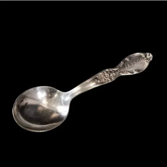 Vintage Baby Spoon Engraved JAYSON Victorian Rose Pattern Wm Rogers & Sons IS