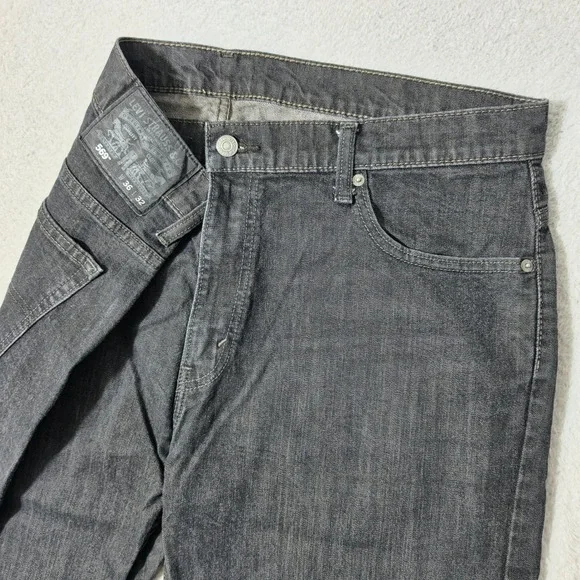 Levi Jeans Mens 36/32 Black 569 Loose Straight Stretch Denim Pants