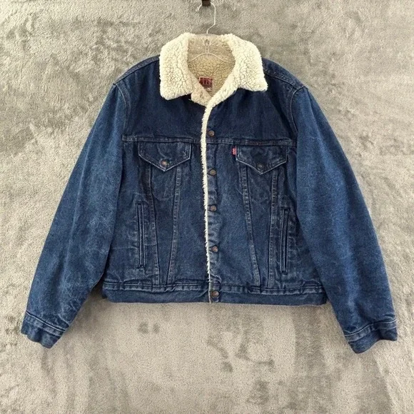 Vintage Levi's Sherpa Lined Denim Trucker Jacket Mens 44R Type III‎ USA 1980s