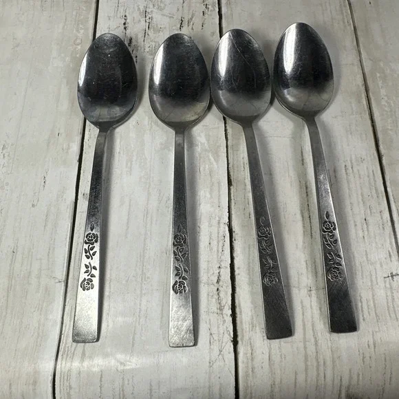Oxford Hall OXH3 Stainless 4 Oval Soup Spoons Rose Burnished Japan Flatware B67G