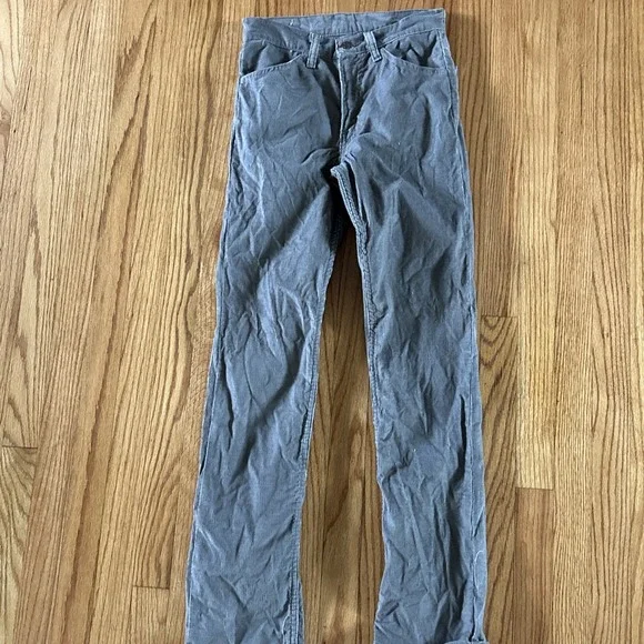 Vintage 70's Levi's Corduroy Pants Men's 28x32 White Tab‎ Rare Grey