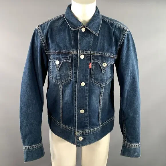 LEVI'S Size M Navy Indigo Contrast Stitch Cotton polyester Dagger Jacket