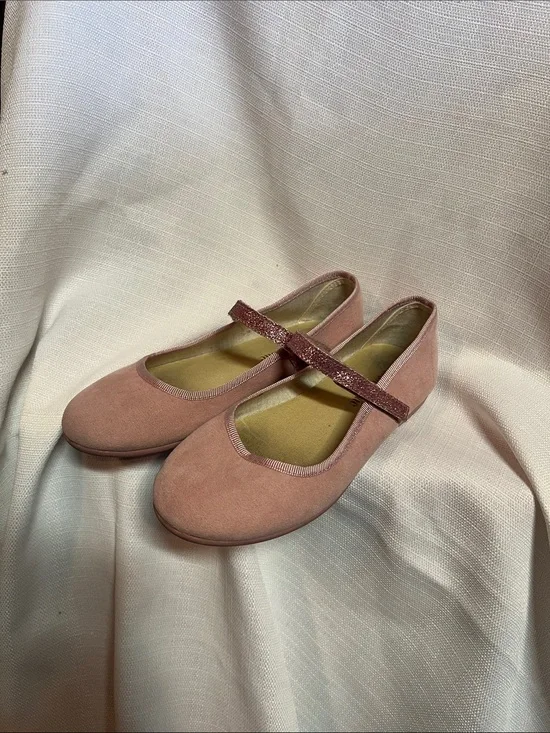 Girls Pink Mary Jane Dress Shoes with Glitter Strap