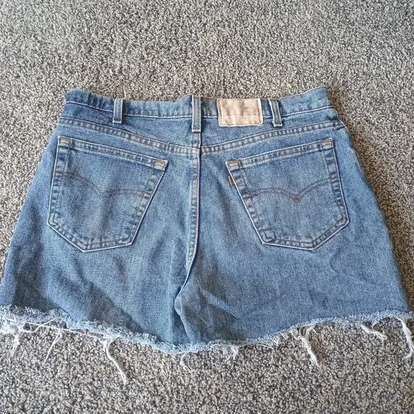 Levi's Orange Tab Vintage Faded Denim Jean Shorts Jorts 34x3.5 Raw Hem Western