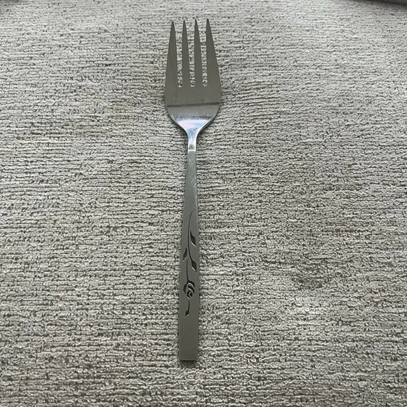 Oneidacraft Deluxe Stainless Lasting Rose Serving Fork Mid Century Modern Floral